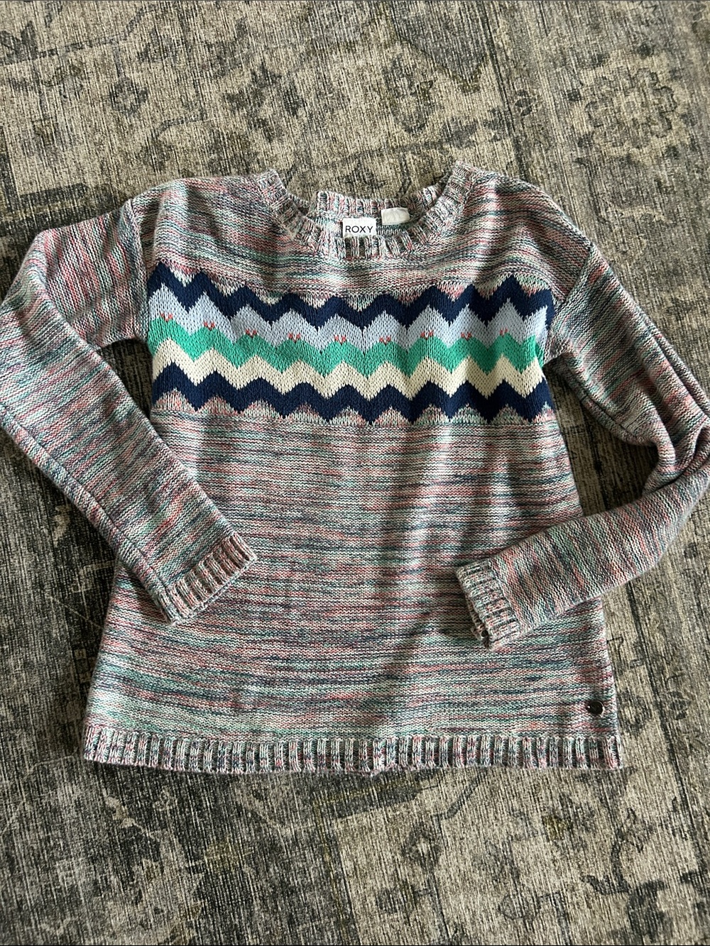 Roxy Multicolor Chevron Crewneck Sweater